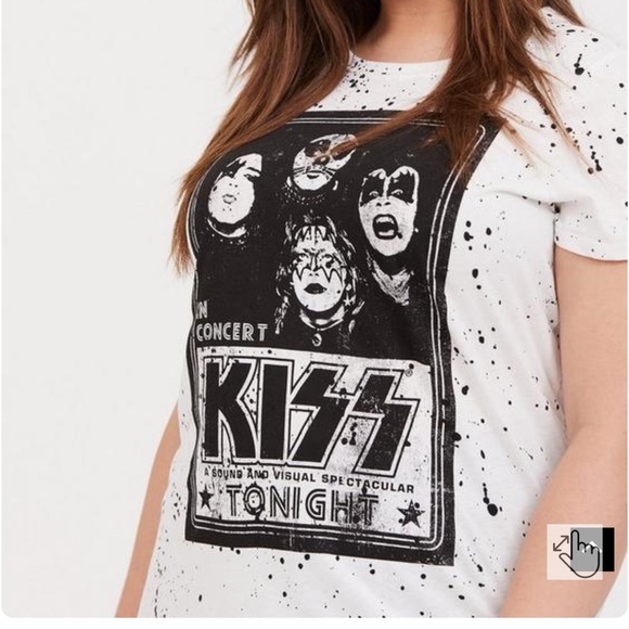 Torrid KISS White & Black Splatter Crew Tee - Picture 2 of 8